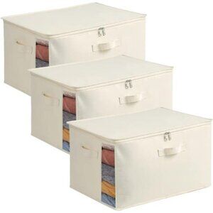 3-Pack Large Canvas Comforter Storage Bags for Clothes Sweater Clothes